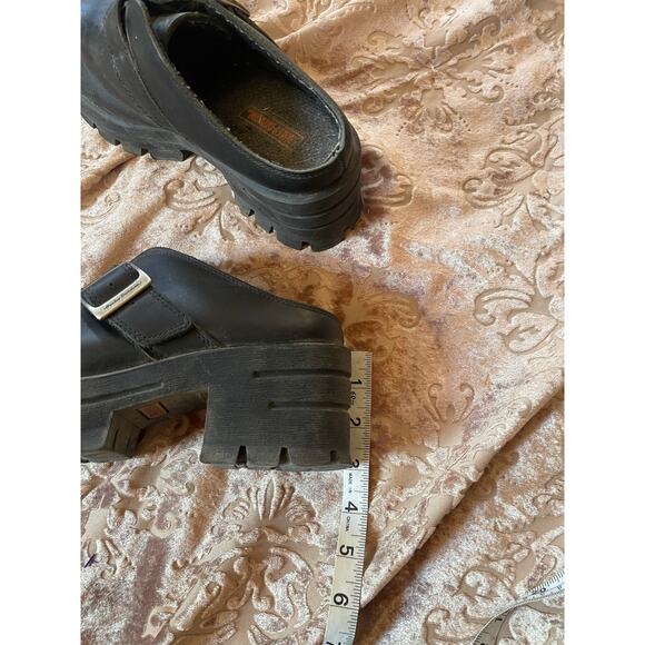 Y2k Harley Davidson chunky black‎ leather mule heels size 8.5 - Picture 3 of 8